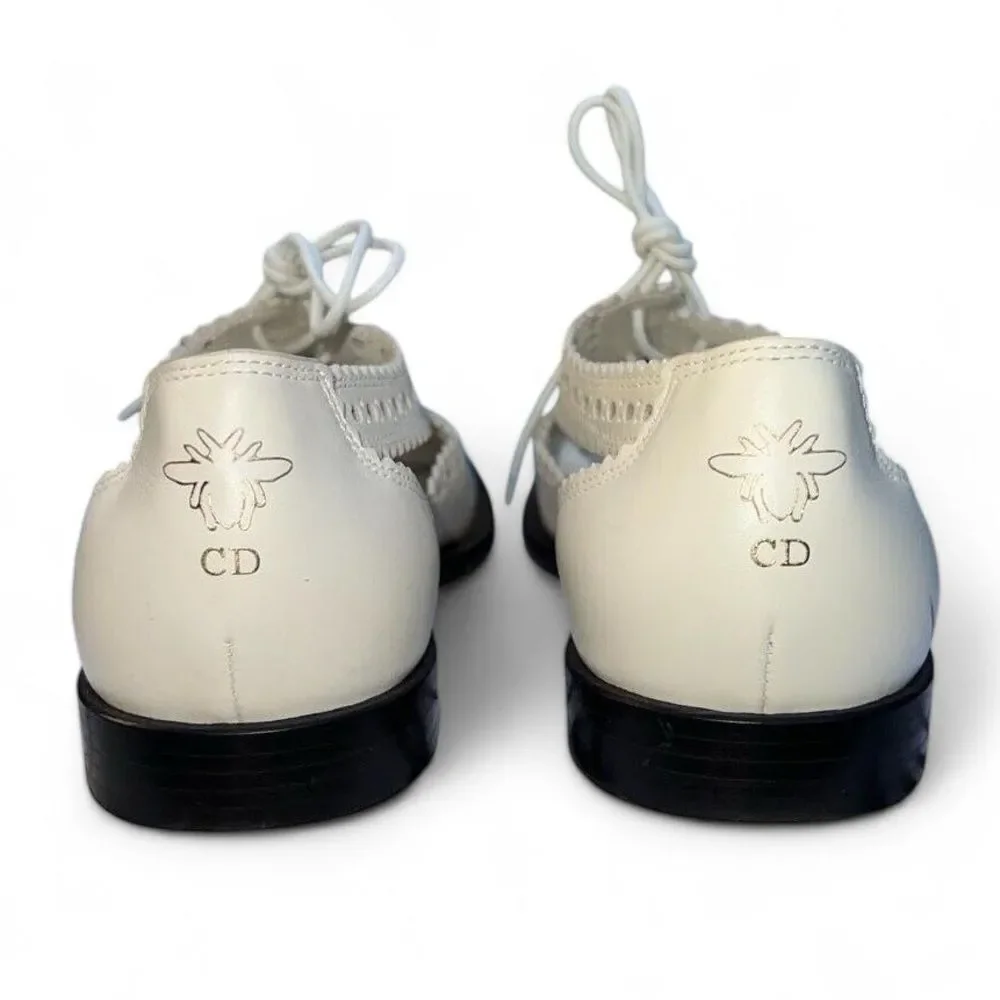 DIOR Teddy-D Derby Off White Cut-Out Accent Calf-Skin Oxfords Size EU37 D